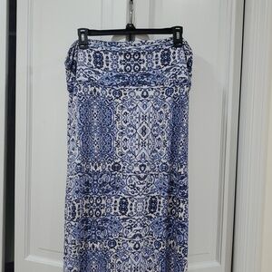 Cynthia Rowley Blue and White Printed Maxi Skirt